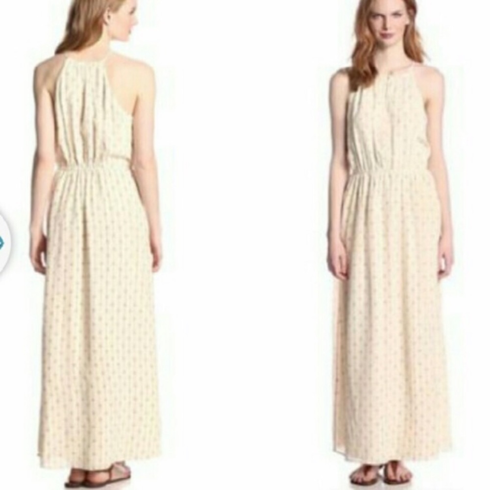 Lucky Brand Silk Cream and Pink Maxi sz L